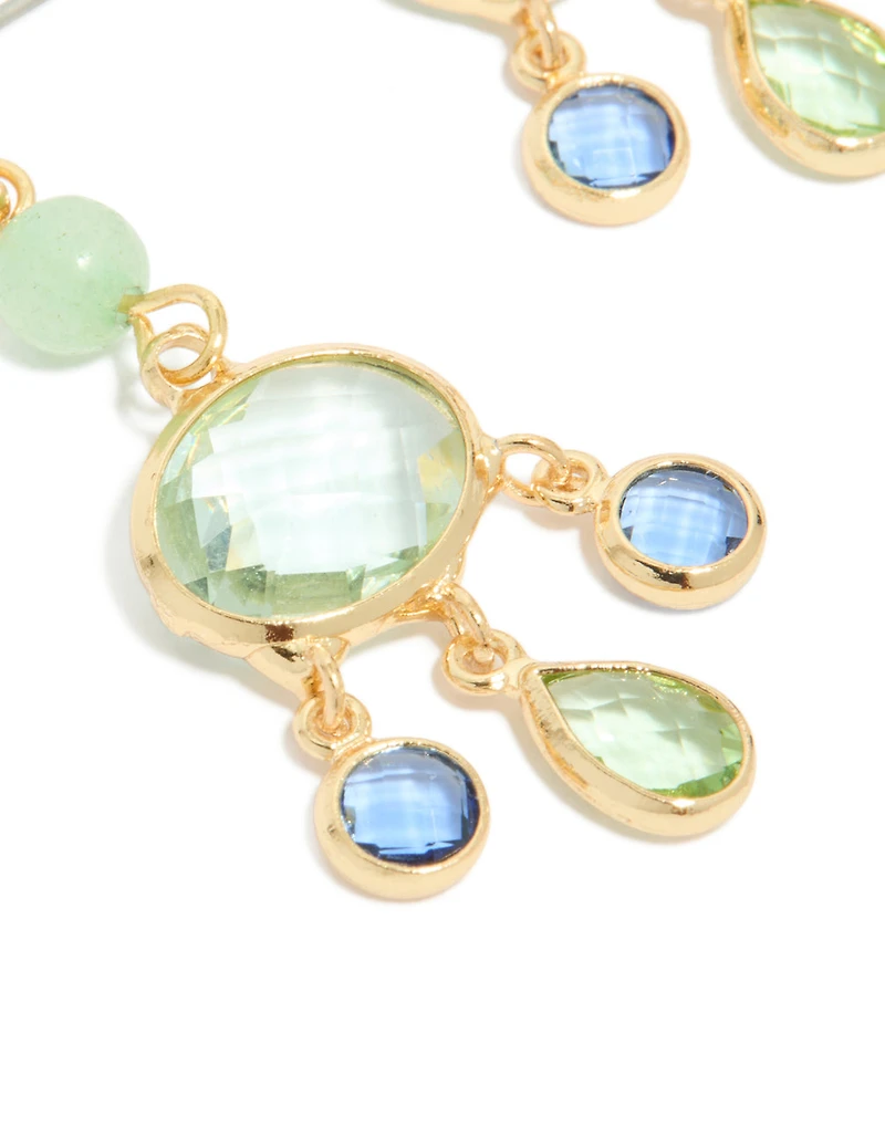 Boucles d’oreilles cubiques en zircone vert et bleu plaquées or