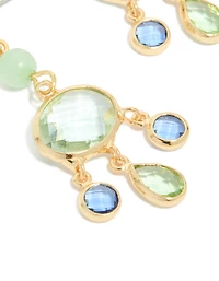 Boucles d’oreilles cubiques en zircone vert et bleu plaquées or