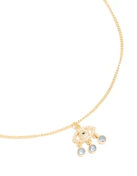 Gold Plated Blue Cubic Zirconia  Evil Eye Pendant Necklace
