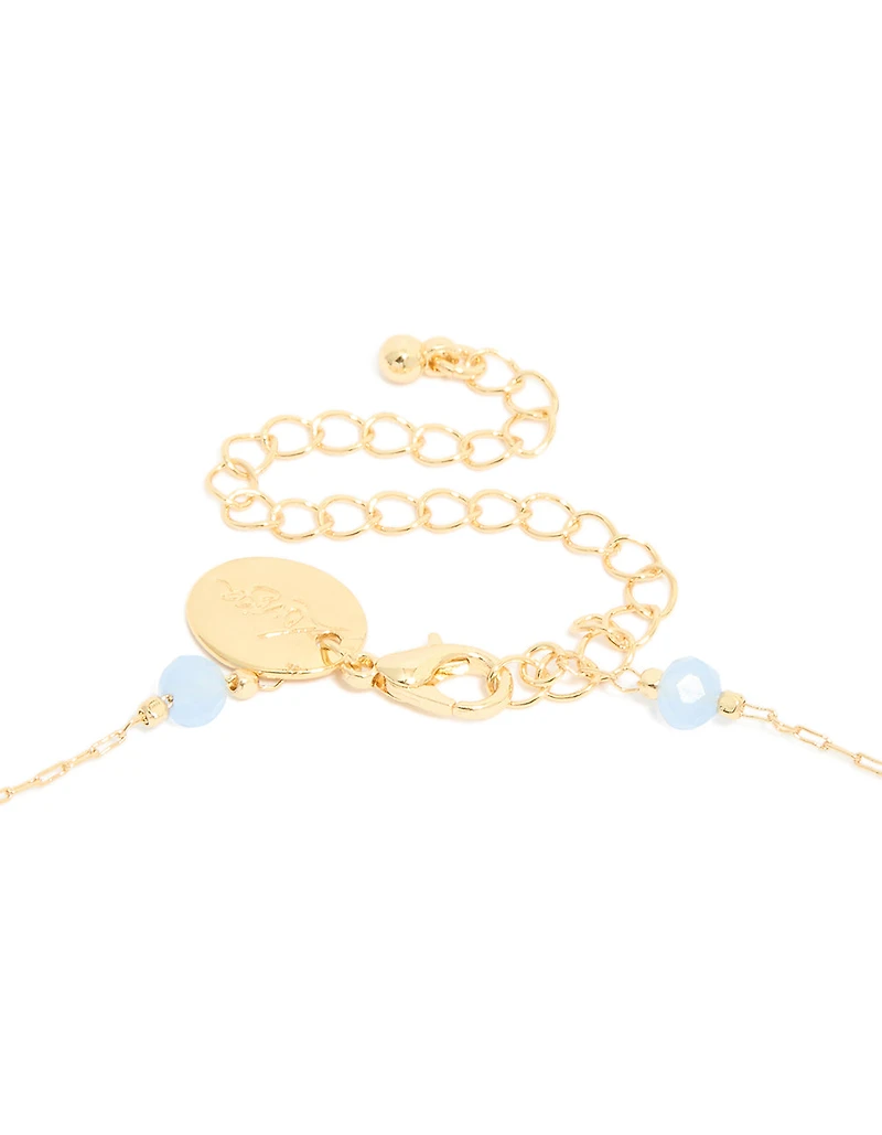Collier pendentif bleu plaqué or et œil malveillant
