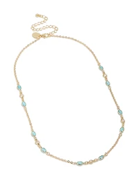 Gold Plated Blue Cubic Zirconia Oval Stone Necklace