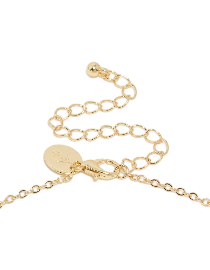 Gold Plated Blue Cubic Zirconia Oval Stone Necklace
