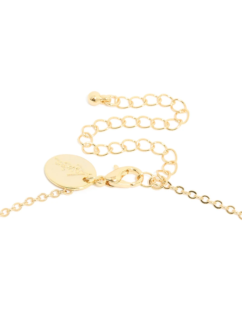 Gold Plated Light & Dark Blue Cubic Zirconia Circle Pendants Necklace