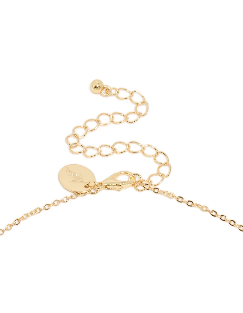 Collier en Y ovale alterné en zircone bleu bleu plaqué or