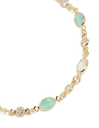 Gold Plated Clear & Blue Cubic Zirconia Oval Bracelet