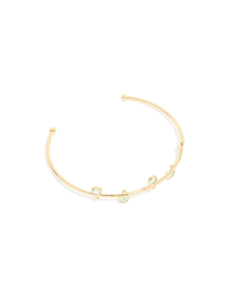 Gold Plated & Green Cubic Zirconia Wrist Cuff