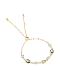 Gold Plated Deep Blue Cubic Zirconias  Large Toggle Bracelet