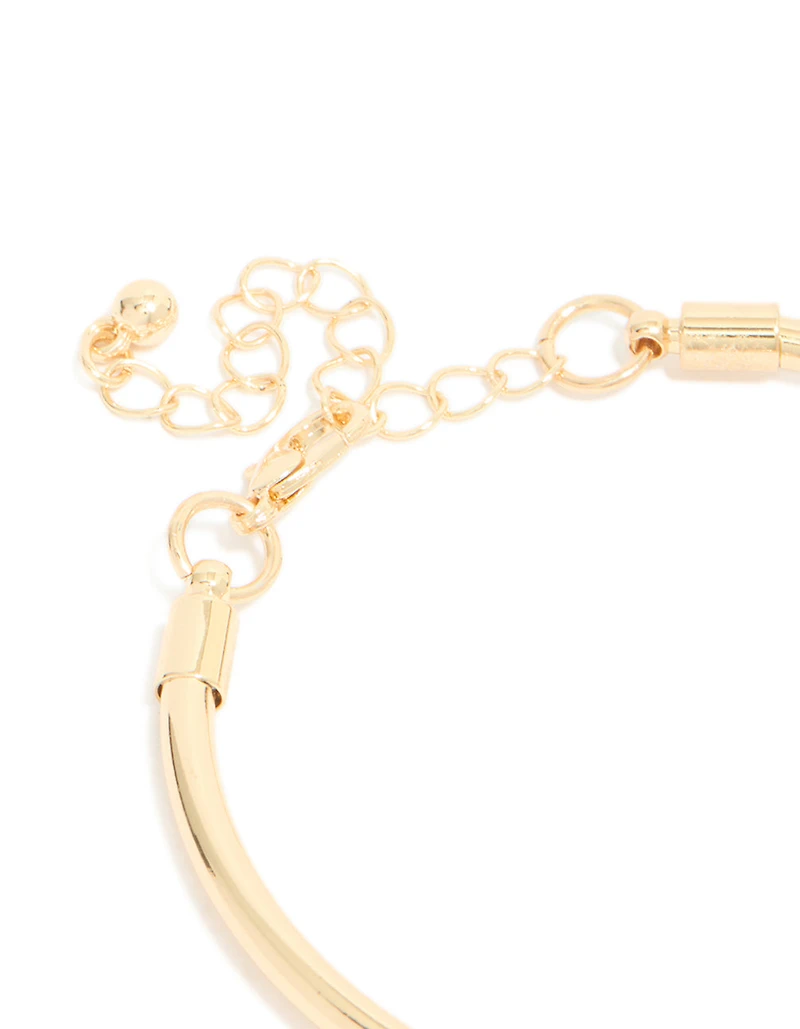 Gold Heart & Black Stone Charm Bracelet