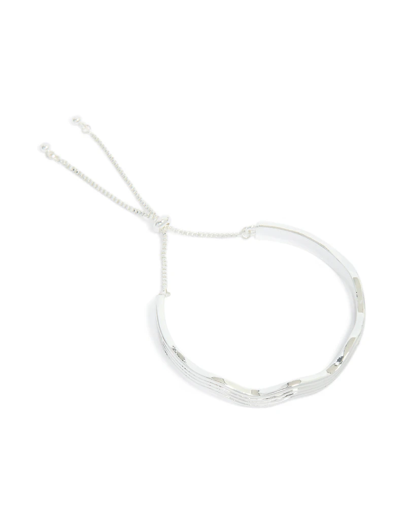 Bracelet à bascule ondulé argenté