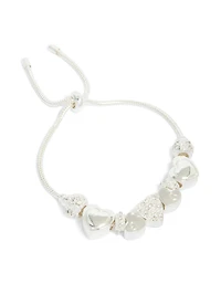 Silver Diamante Heart Charm Toggle Bracelet