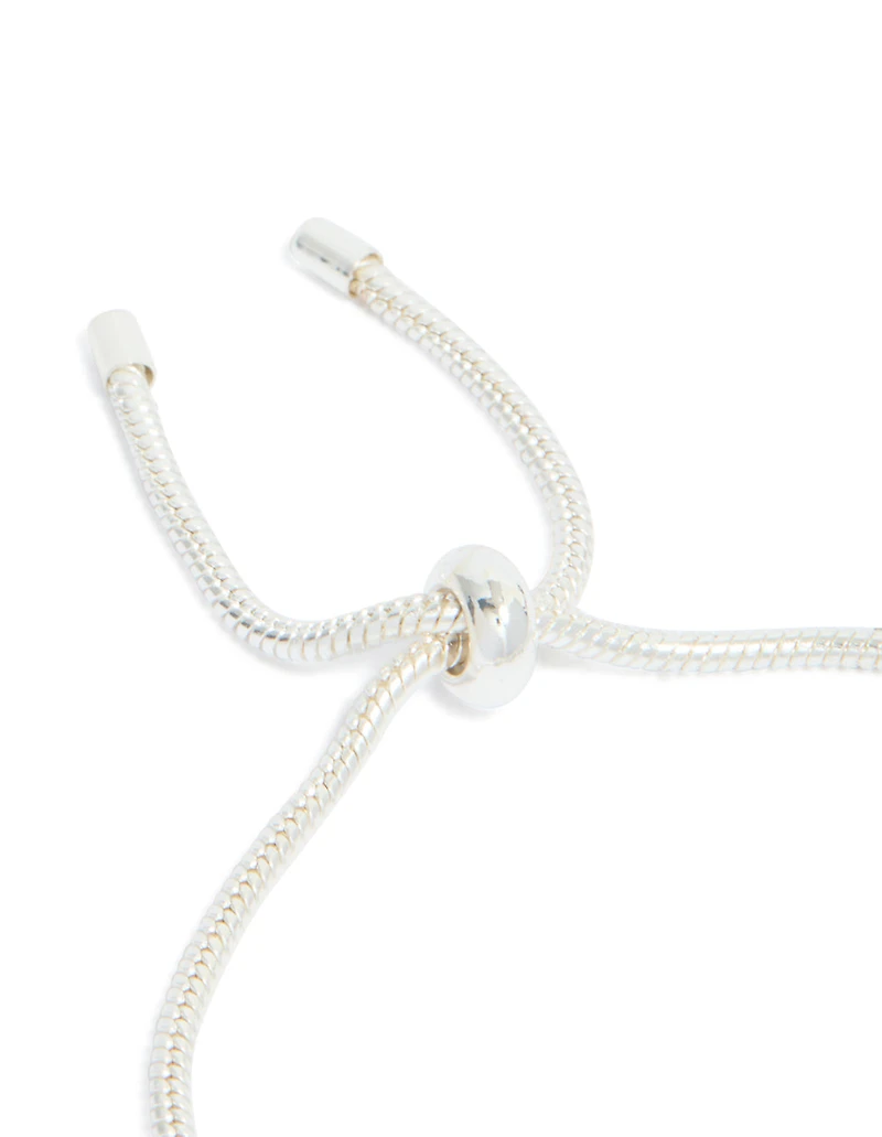Silver Diamante Heart Charm Toggle Bracelet