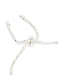 Silver Diamante Heart Charm Toggle Bracelet