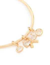 Bracelet à bascule pour arc en zircone cubique doré