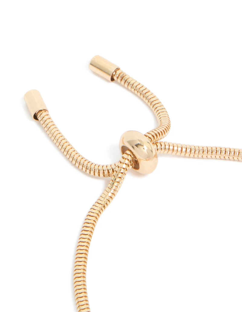 Gold Flower & Heart Charm Toggle Bracelet