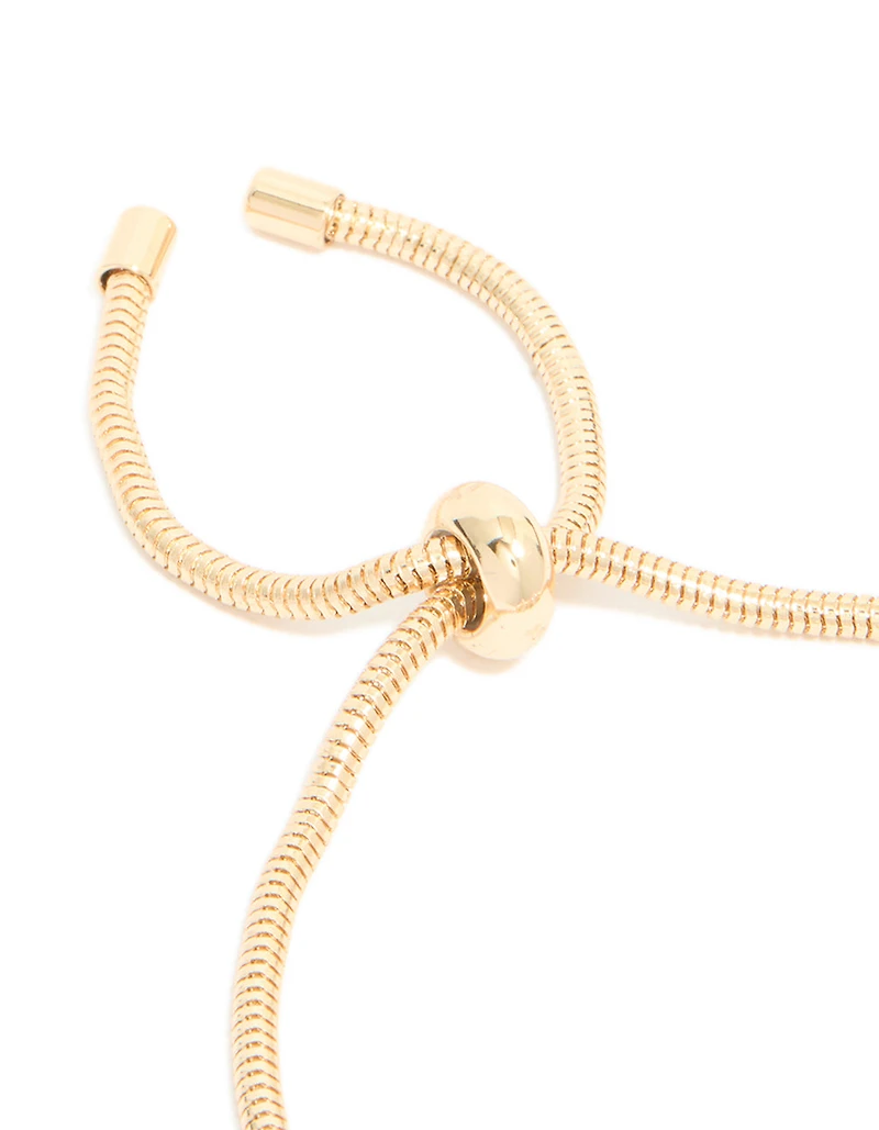 Gold White Flower Charm Trio Toggle Bracelet