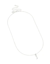 Silver Plated Thin Cubic Zirconia Letter J Necklace