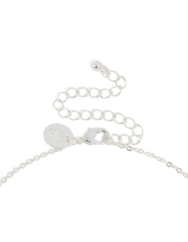 Collier en zircone cubique mince plaqué argent avec la lettre J