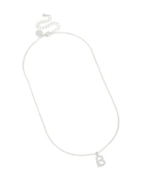 Collier en zircone cubique fin plaqué argent avec la lettre B