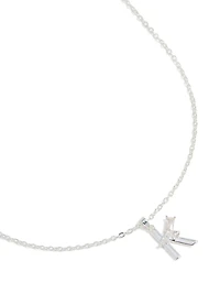 Collier en zircone cubique mince plaqué argent avec la lettre K