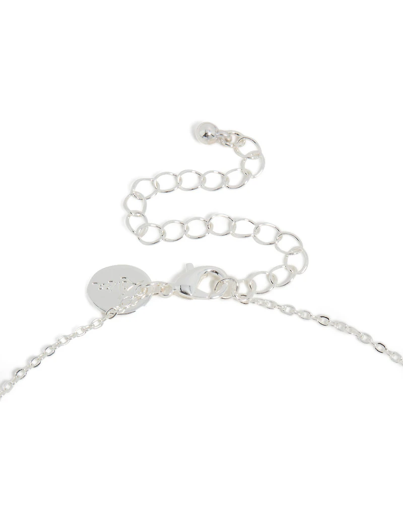 Collier en zircone cubique mince plaqué argent avec la lettre K