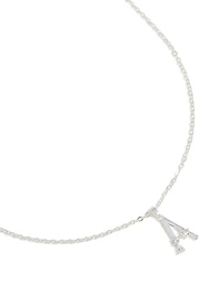 Collier en zircone cubique mince plaqué argent Lettre A