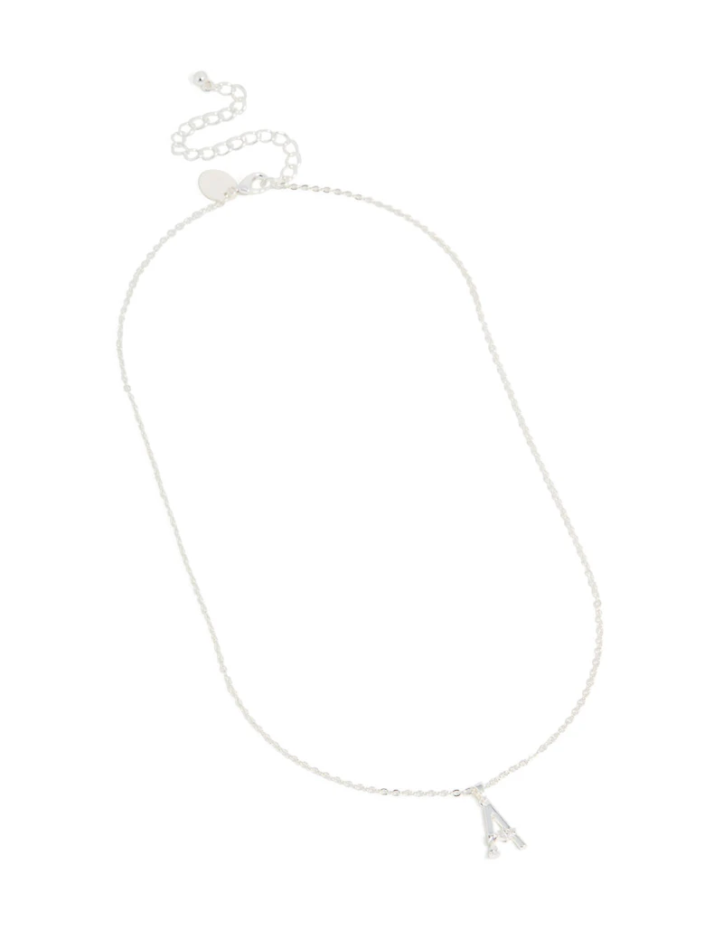 Collier en zircone cubique mince plaqué argent Lettre A