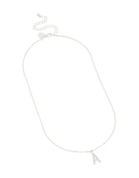 Collier en zircone cubique mince plaqué argent Lettre A