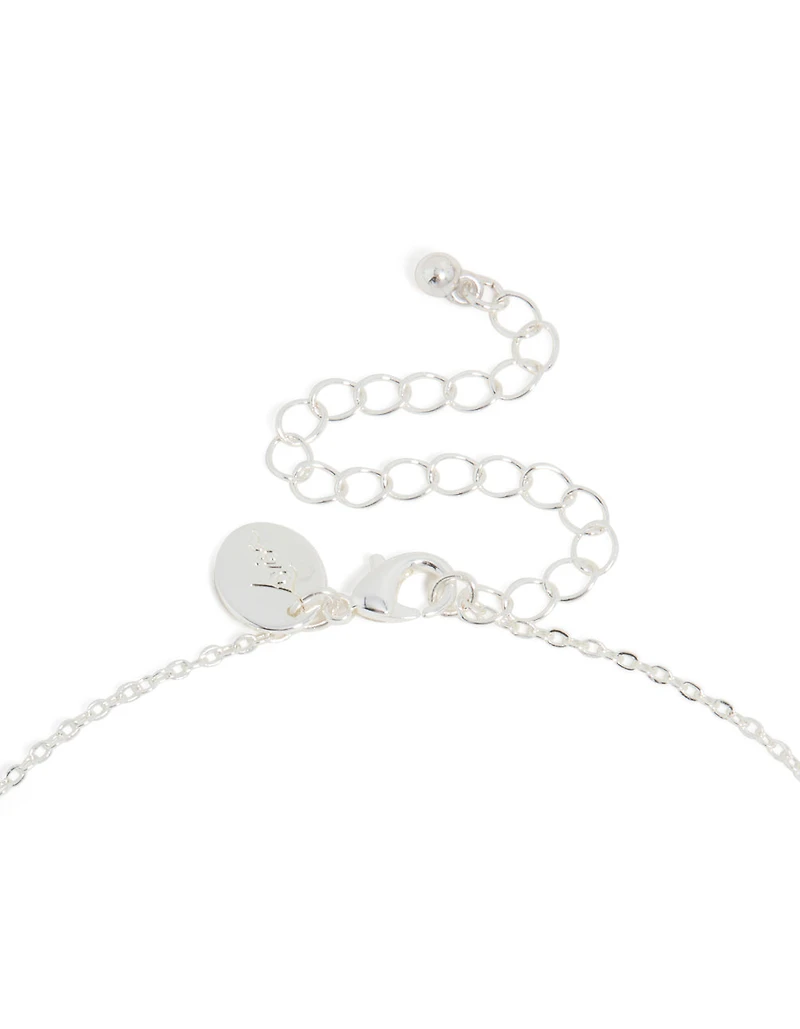 Collier en zircone cubique mince plaqué argent en lettres M