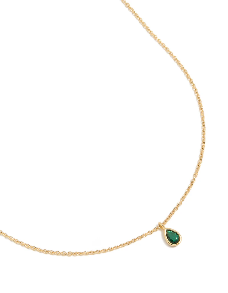 Collier de pierre de naissance en émeraude de mai plaqué or
