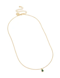 Collier de pierre de naissance en émeraude de mai plaqué or