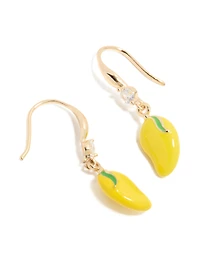Gold Lemon Cubic Zirconia Hook  Earrings