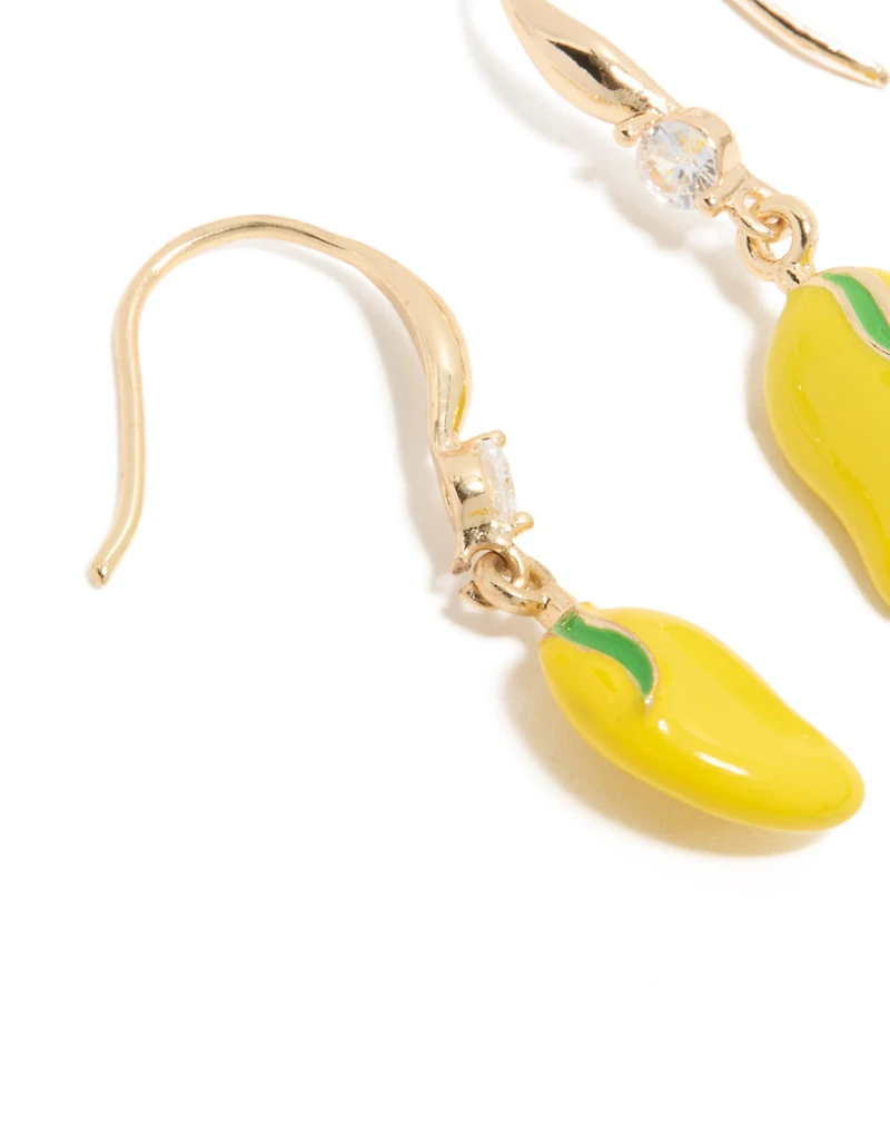 Gold Lemon Cubic Zirconia Hook Earrings