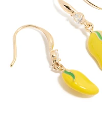 Gold Lemon Cubic Zirconia Hook  Earrings