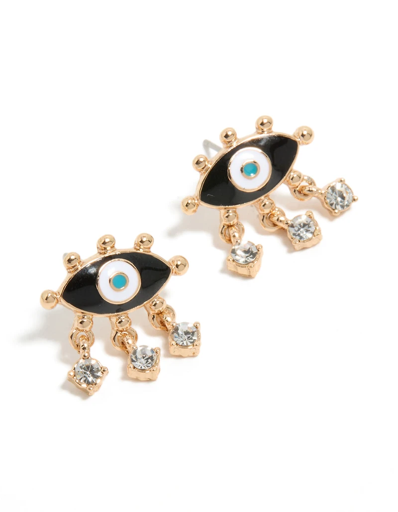 Gold Evil Eye Stud Earrings