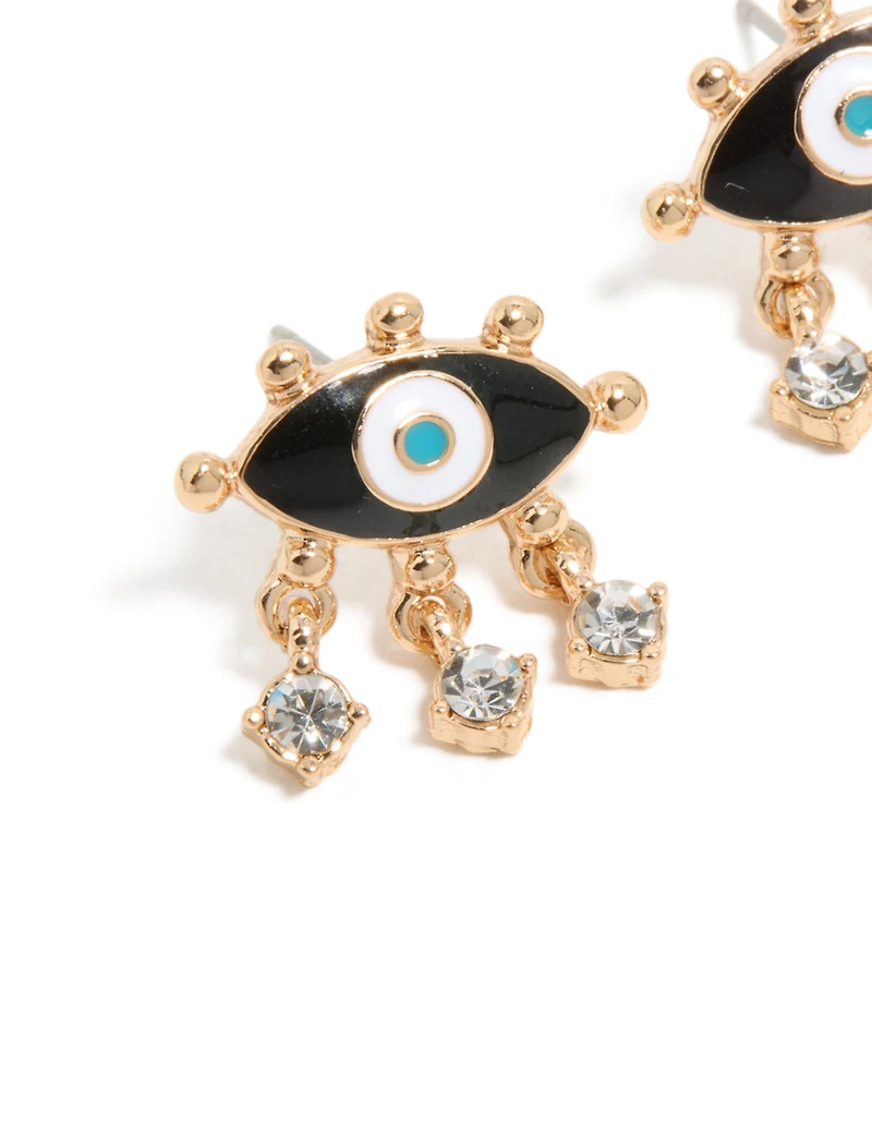 Gold Evil Eye Stud Earrings