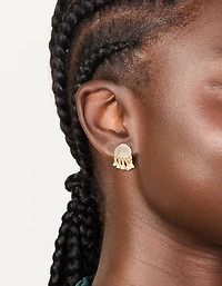 Gold Diamante Jellyfish Stud Earrings