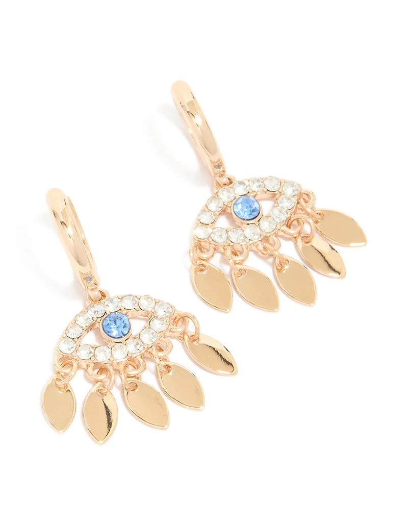 Gold Evil Eye Drop Huggie Earrings