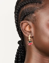 Gold Ladybug Huggie Earrings