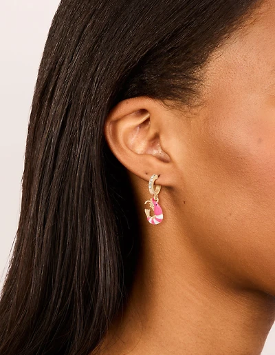 Boucles d’oreilles Huggie ouvertes crevettes diamant dorées