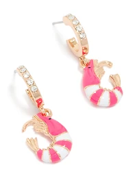 Boucles d’oreilles Huggie ouvertes crevettes diamant dorées