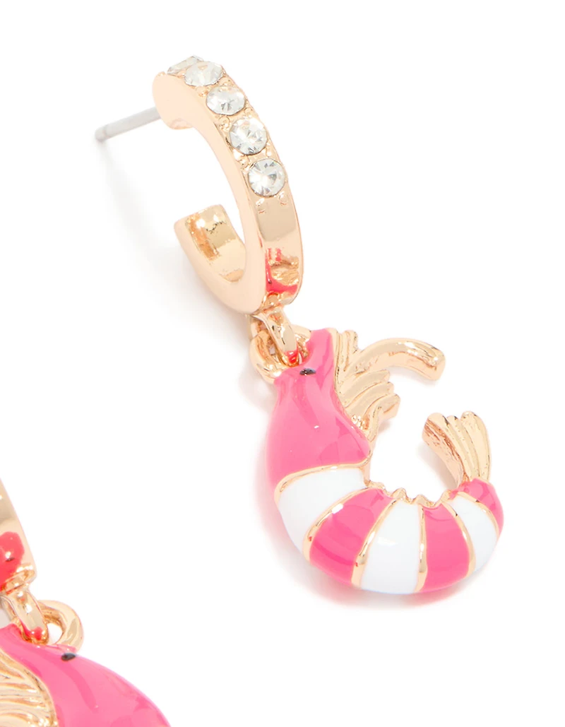 Boucles d’oreilles Huggie ouvertes crevettes diamant dorées