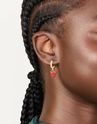 Gold Cubic Zirconia Strawberry Huggie Earrings