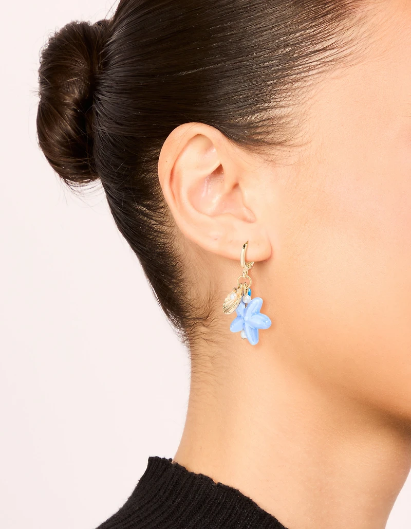 Boucles d’oreilles Huggie en or Sea Life Charm