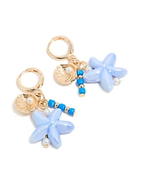 Gold Sea Life Charm Huggie Earrings
