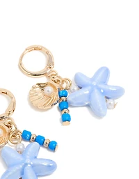 Gold Sea Life Charm Huggie Earrings
