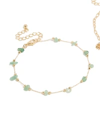 Gold Semi Precious Stone &  Sea Charm Anklets 2-Pack