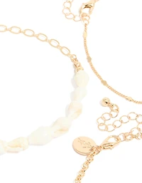 Gold Shell & Star Fish  Anklets 3-Pack