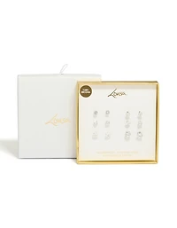 Waterproof Stainless Steel Cubic Zirconia Essential Stud Earrings 6-Pack