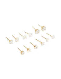 Boucles d’oreilles étanchées en acier inoxydable cubique en zircone en plastique étanchées en paquet de 6