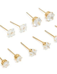 Boucles d’oreilles étanchées en acier inoxydable cubique en zircone en plastique étanchées en paquet de 6